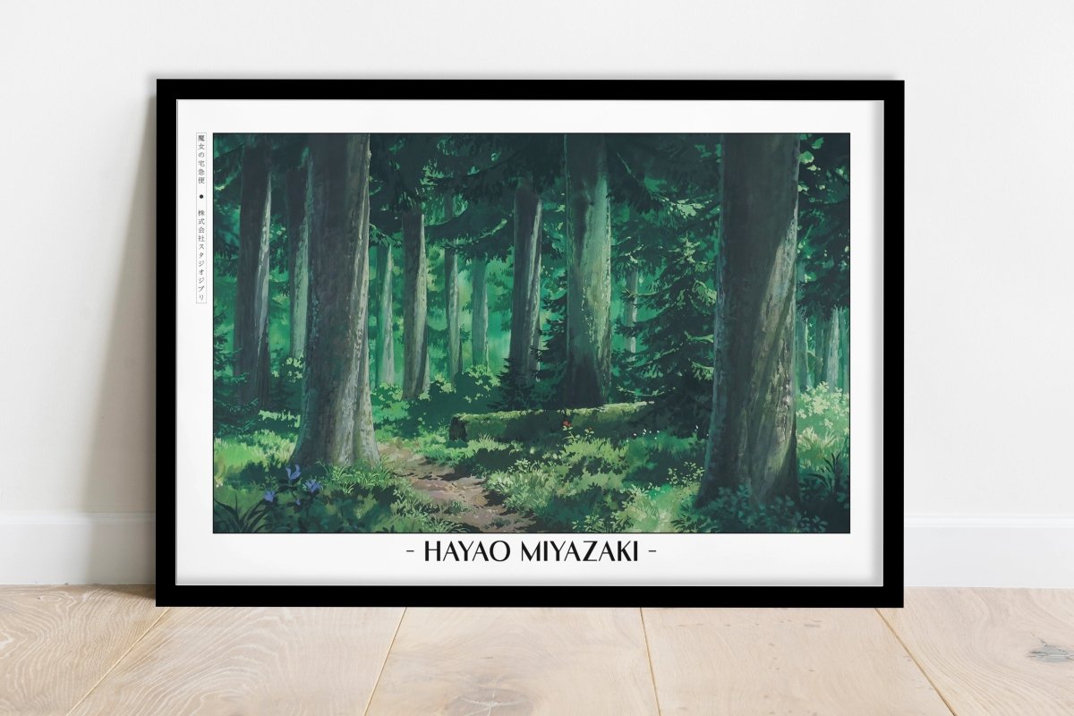 Studio Ghibli - Through the Forest - Artist Name - Black Frame