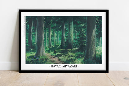 Studio Ghibli - Through the Forest - Artist Name - Black Frame