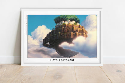 Studio Ghibli - City Above the Clouds - Artist Name - White Frame