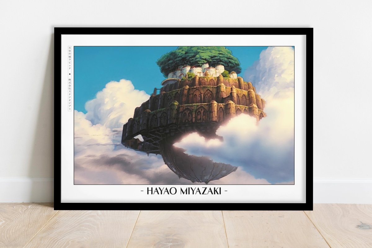 Studio Ghibli - City Above the Clouds - Artist Name - Black Frame