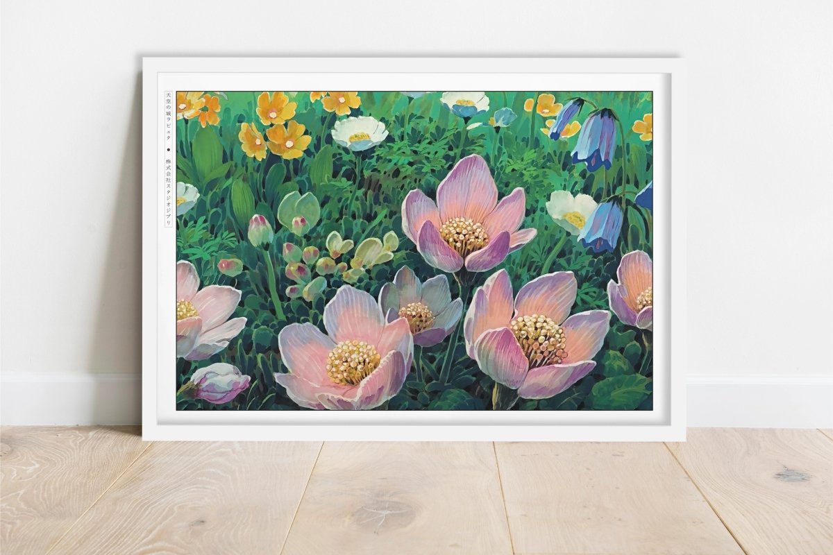 Studio Ghibli - Where the Flowers Sleep - Art Only - White Frame