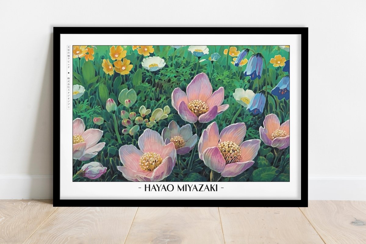 Studio Ghibli - Where the Flowers Sleep - Artist Name - Black Frame