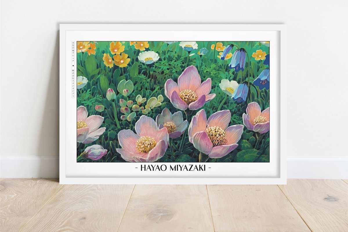Studio Ghibli - Where the Flowers Sleep - Artist Name - White Frame