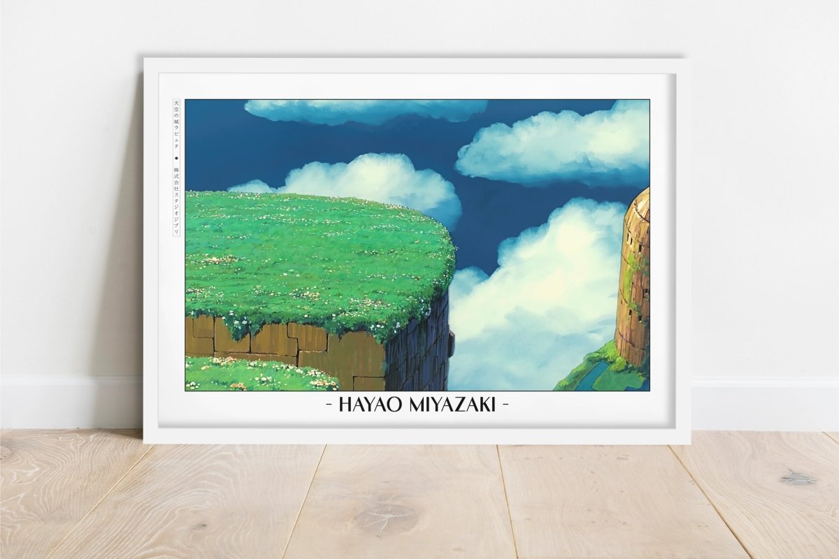 Studio Ghibli - Journey to the Clouds - Artist Name - White Frame