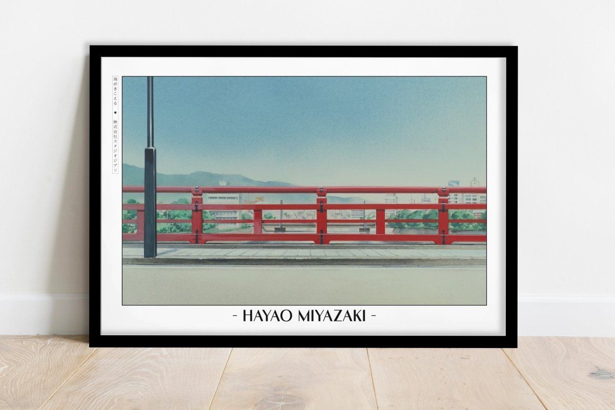 Studio Ghibli - Across the Bridge - Artist Name - Black Frame