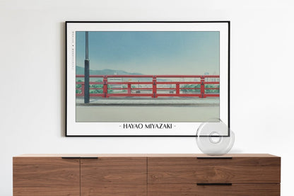 Studio Ghibli - Across the Bridge - Artist Name with Decor