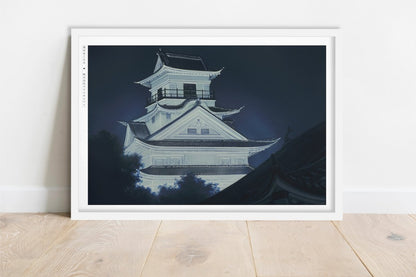 Studio Ghibli - Illuminated Castle - Art Only - White Frame