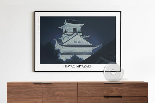 Studio Ghibli - Illuminated Castle - Artist Name with Decor
