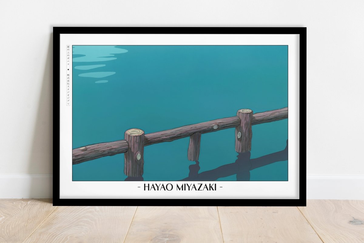 Studio Ghibli - Blue Ocean - Artist Name - Black Frame