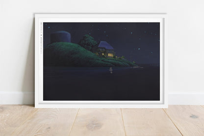 Studio Ghibli - Moonlit Ocean - Art Only - White Frame