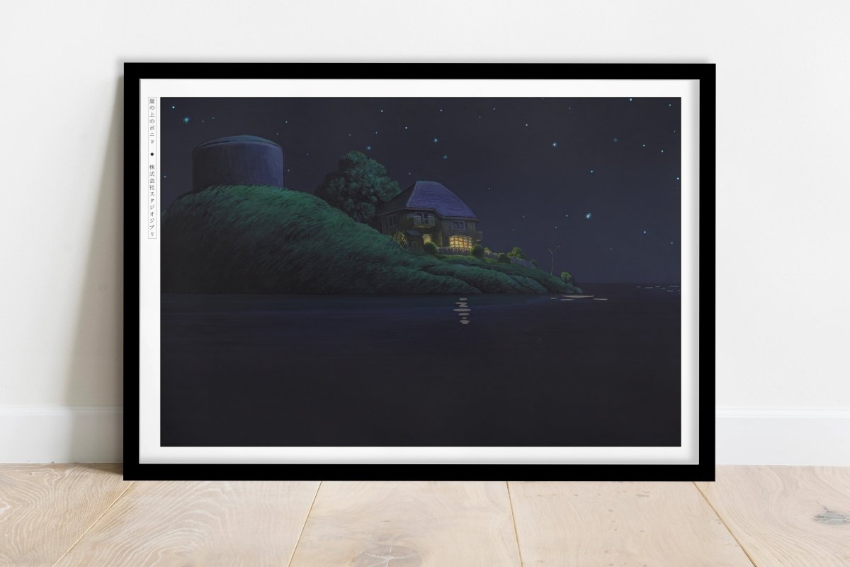 Studio Ghibli - Moonlit Ocean - Art Only - Black Frame