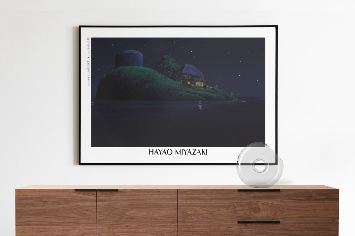 Studio Ghibli - Moonlit Ocean - Artist Name with Decor