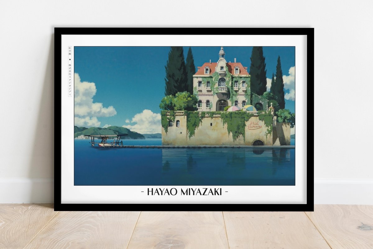 Studio Ghibli - Between Clouds & Waves - Artist Name - Black Frame