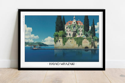 Studio Ghibli - Between Clouds & Waves - Artist Name - Black Frame