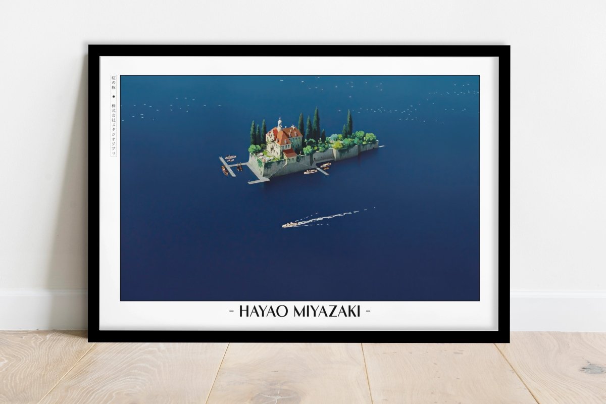 Studio Ghibli - Deep Blue - Artist Name - Black Frame