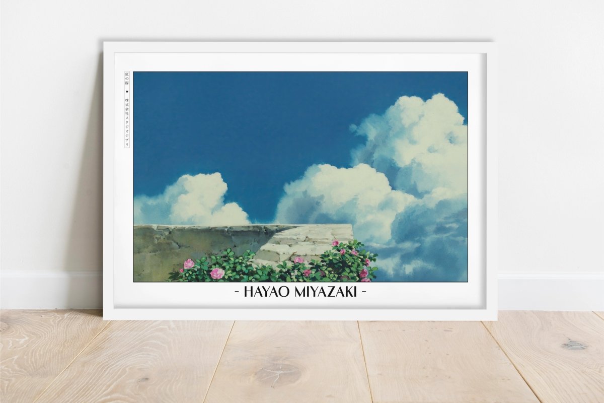 Studio Ghibli - Gentle Sky - Artist Name - White Frame