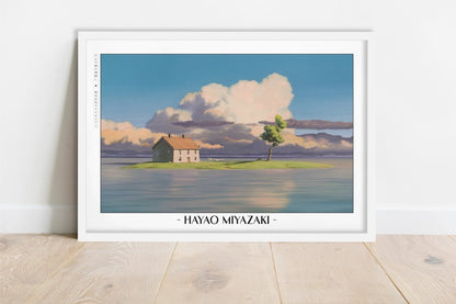 Studio Ghibli - The Forgotten Cottage - Artist Name - White Frame