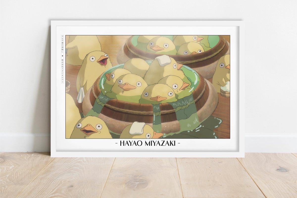 Studio Ghibli - Clean Ducks - Artist Name - White Frame