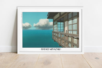 Studio Ghibli - The Sea Beyond - Artist Name - White Frame