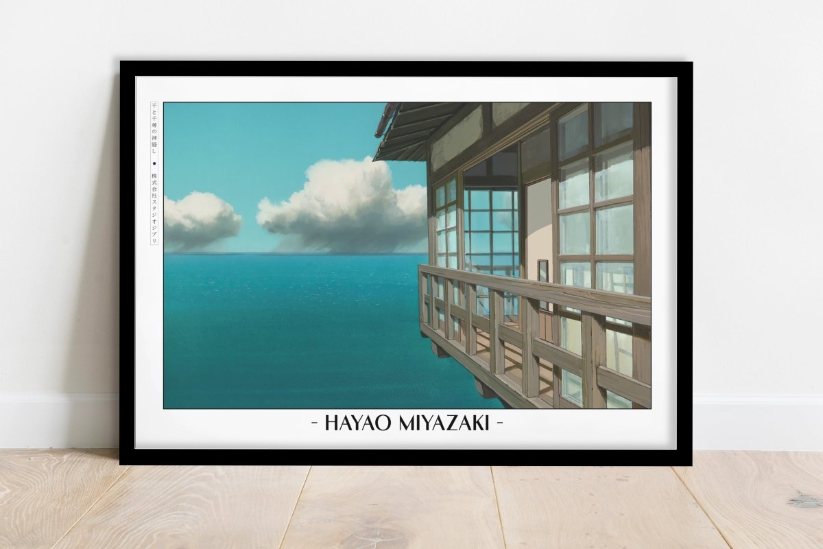Studio Ghibli - The Sea Beyond - Artist Name - Black Frame