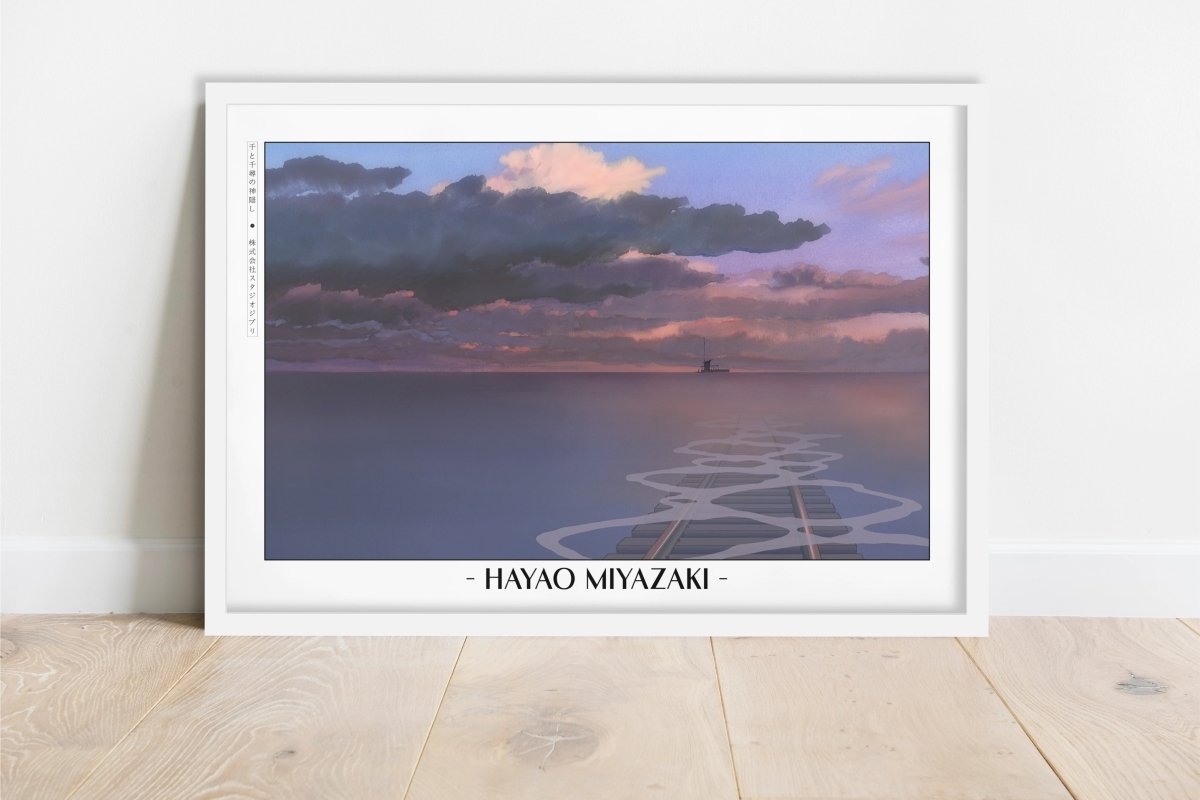 Studio Ghibli - Beneath the Red Sky - Artist Name - White Frame