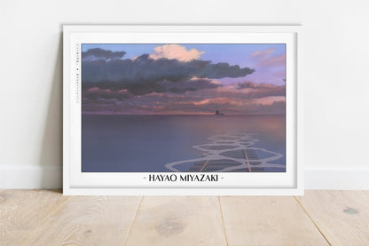 Studio Ghibli - Beneath the Red Sky - Artist Name - White Frame