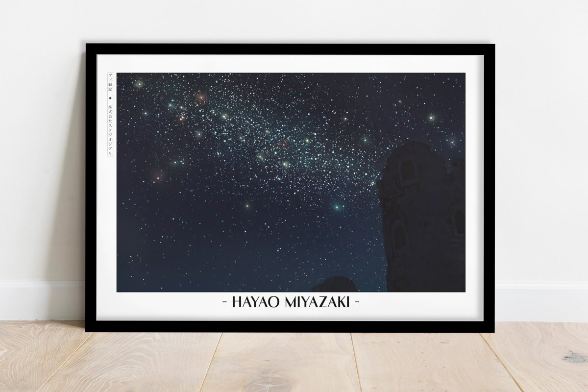 Studio Ghibli - Stars over Ruins - Artist Name - Black Frame