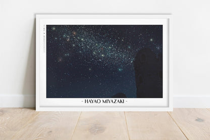 Studio Ghibli - Stars over Ruins - Artist Name - White Frame