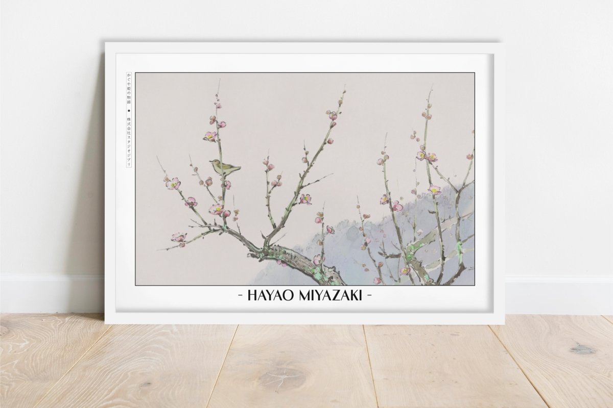 Studio Ghibli - Falling Blossoms - Artist Name - White Frame