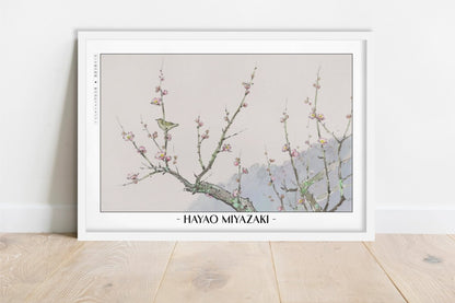 Studio Ghibli - Falling Blossoms - Artist Name - White Frame