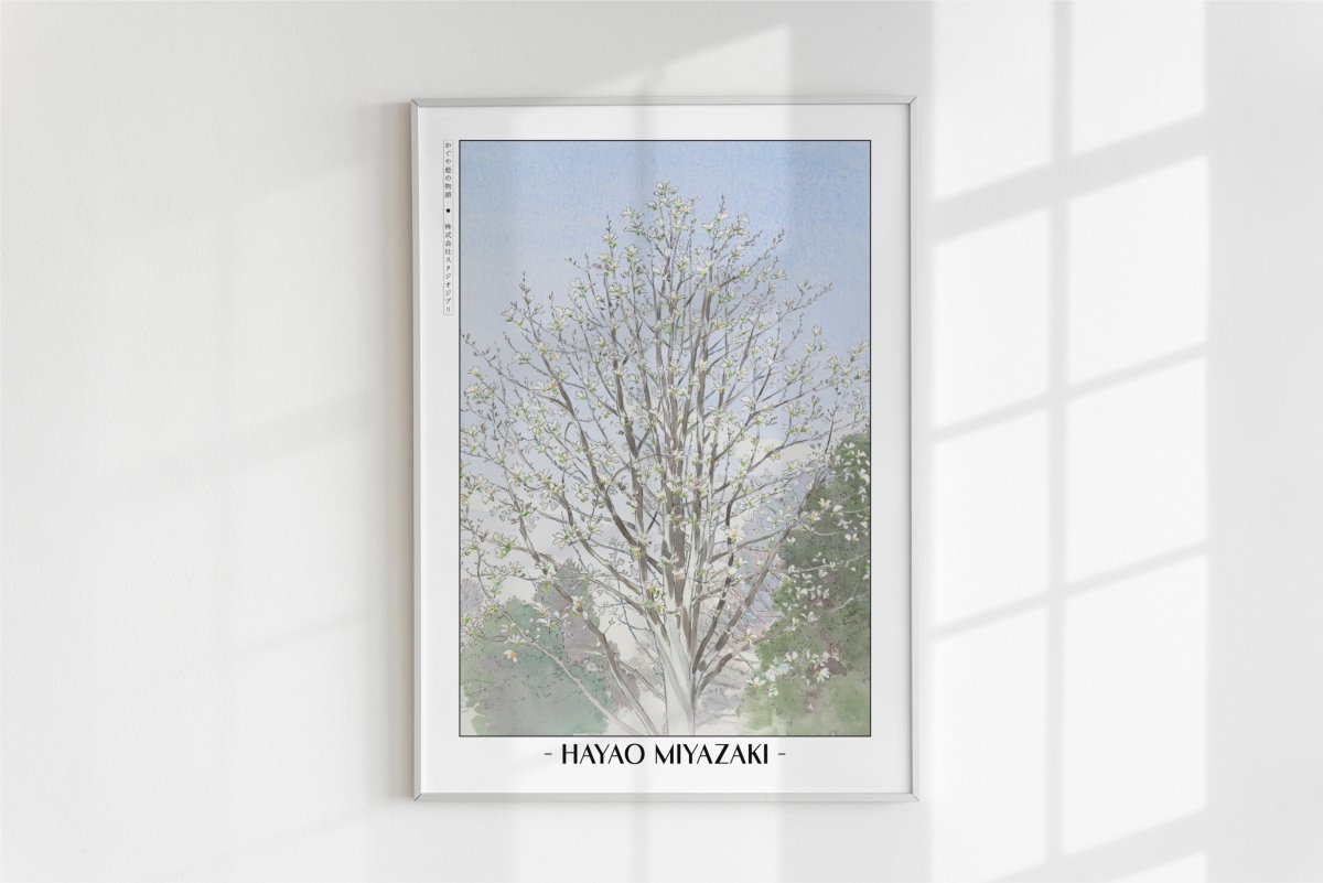 Studio Ghibli - Under the Silver Sky - Artist Name - White Frame