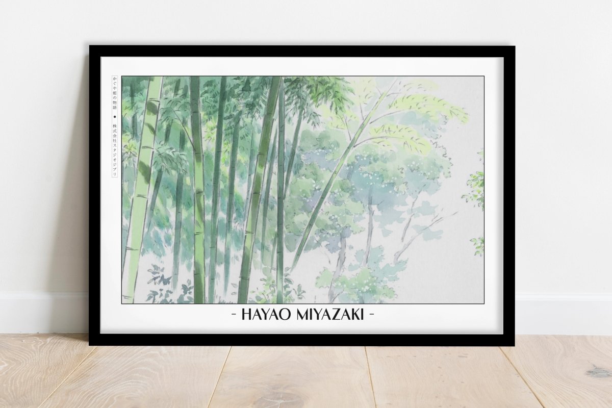 Studio Ghibli - Whisper of the Bamboo Grove - Artist Name - Black Frame