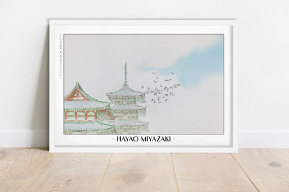 Studio Ghibli - Fleeting Beauty - Artist Name - White Frame