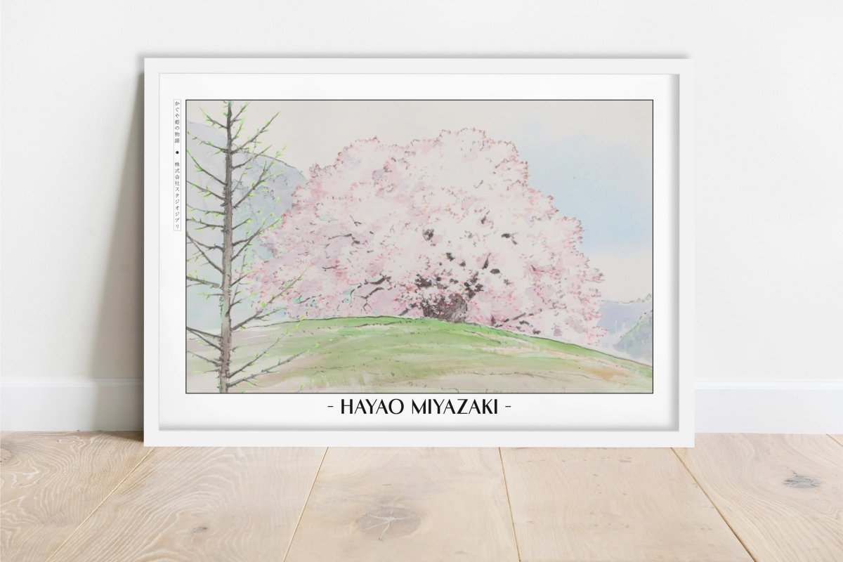 Studio Ghibli - Petals in the Wind - Artist Name - White Frame