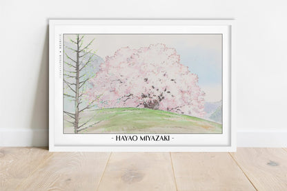 Studio Ghibli - Petals in the Wind - Artist Name - White Frame