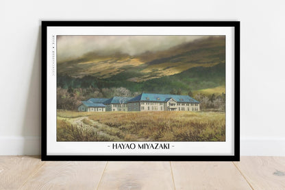 Studio Ghibli - Manor in the Wild - Artist Name - Black Frame