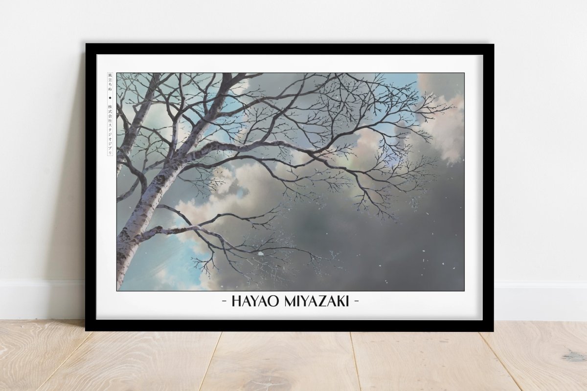Studio Ghibli - Beneath the Clouds - Artist Name - Black Frame