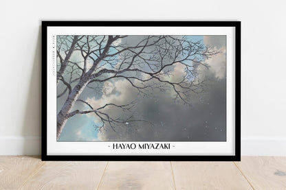 Studio Ghibli - Beneath the Clouds - Artist Name - Black Frame