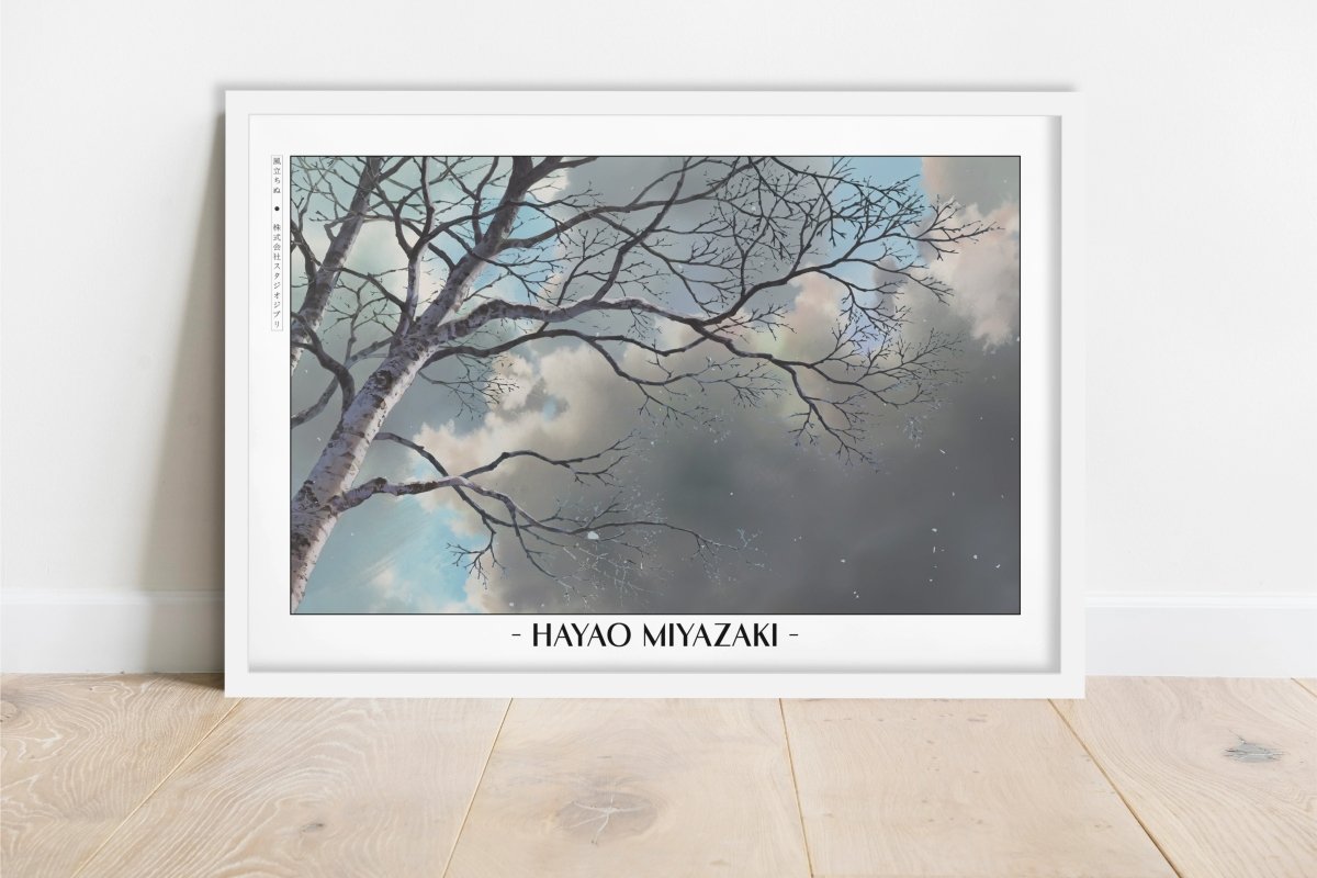 Studio Ghibli - Beneath the Clouds - Artist Name - White Frame