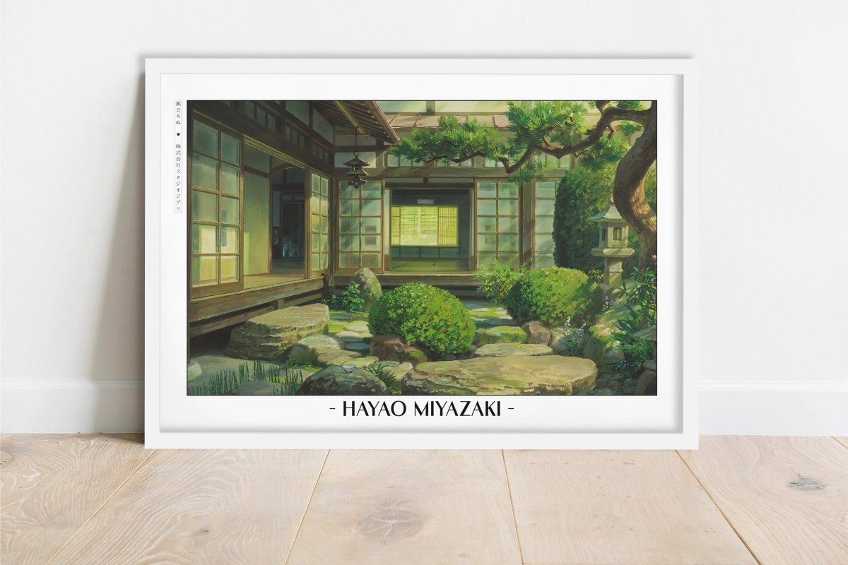 Studio Ghibli - Bonsai Garden - Artist Name - White Frame