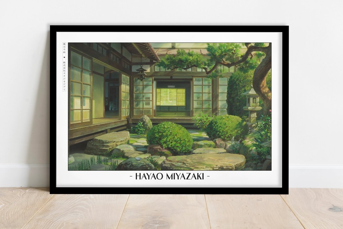 Studio Ghibli - Bonsai Garden - Artist Name - Black Frame