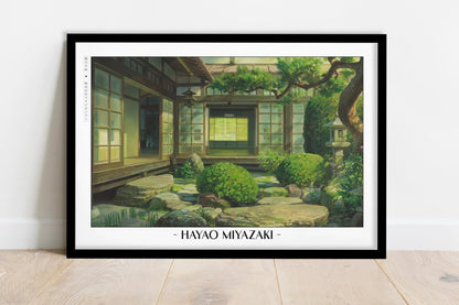 Studio Ghibli - Bonsai Garden - Artist Name - Black Frame