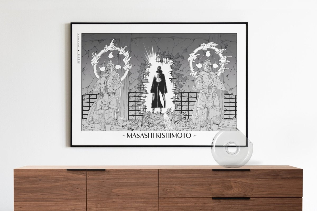 Kishimoto - Itachi of the Sharingan - Artist Name with Decor