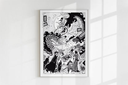 Oda - Red Scabbards - Art Only - White Frame