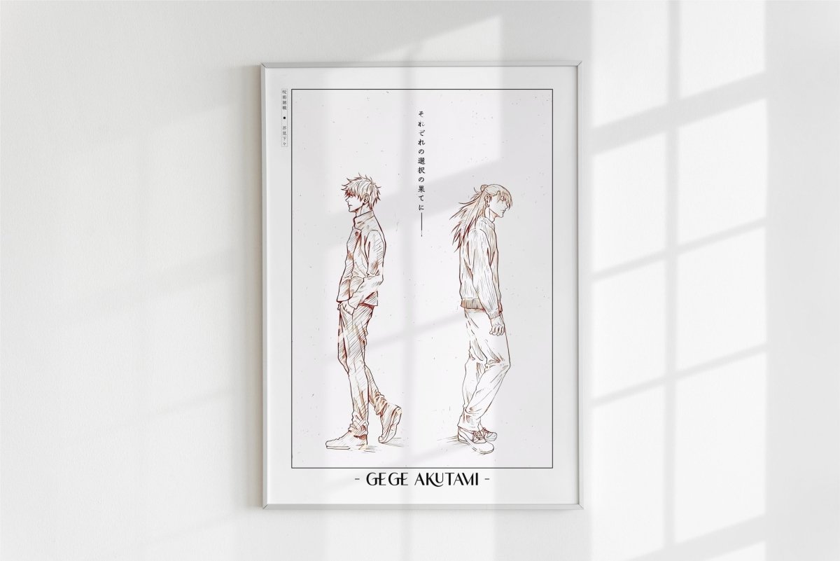Akutami - Gojo & Geto - Artist Name - White Frame