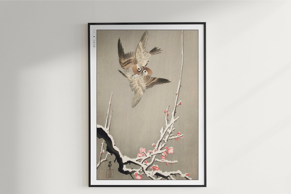 Ohara Koson - Sparrows & Snowy Plum Tree - Art Only - Unframed