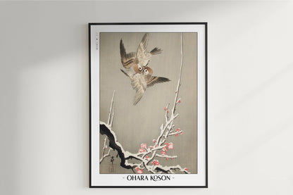 Ohara Koson - Sparrows & Snowy Plum Tree - Artist Name Unframed