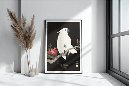 Ohara Koson - Cockatoo & Pomegranate - Art Only with Decor