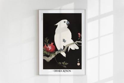Ohara Koson - Cockatoo & Pomegranate - Artist Name - White Frame