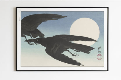 Ohara Koson - Crows at Full Moon - Art Only - Unframed